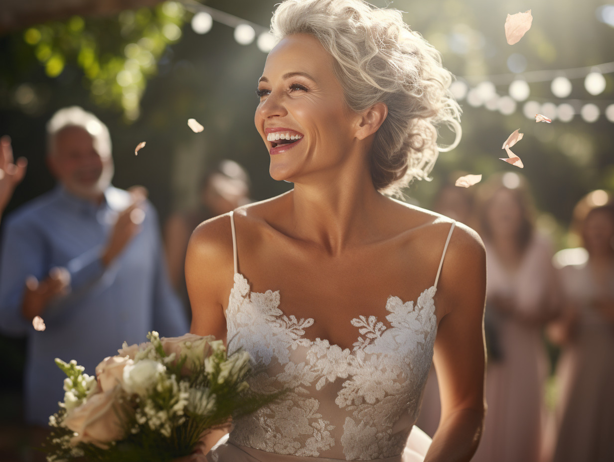 robe de mariée courte pour senior : élégance après 60 ans - senior mariage