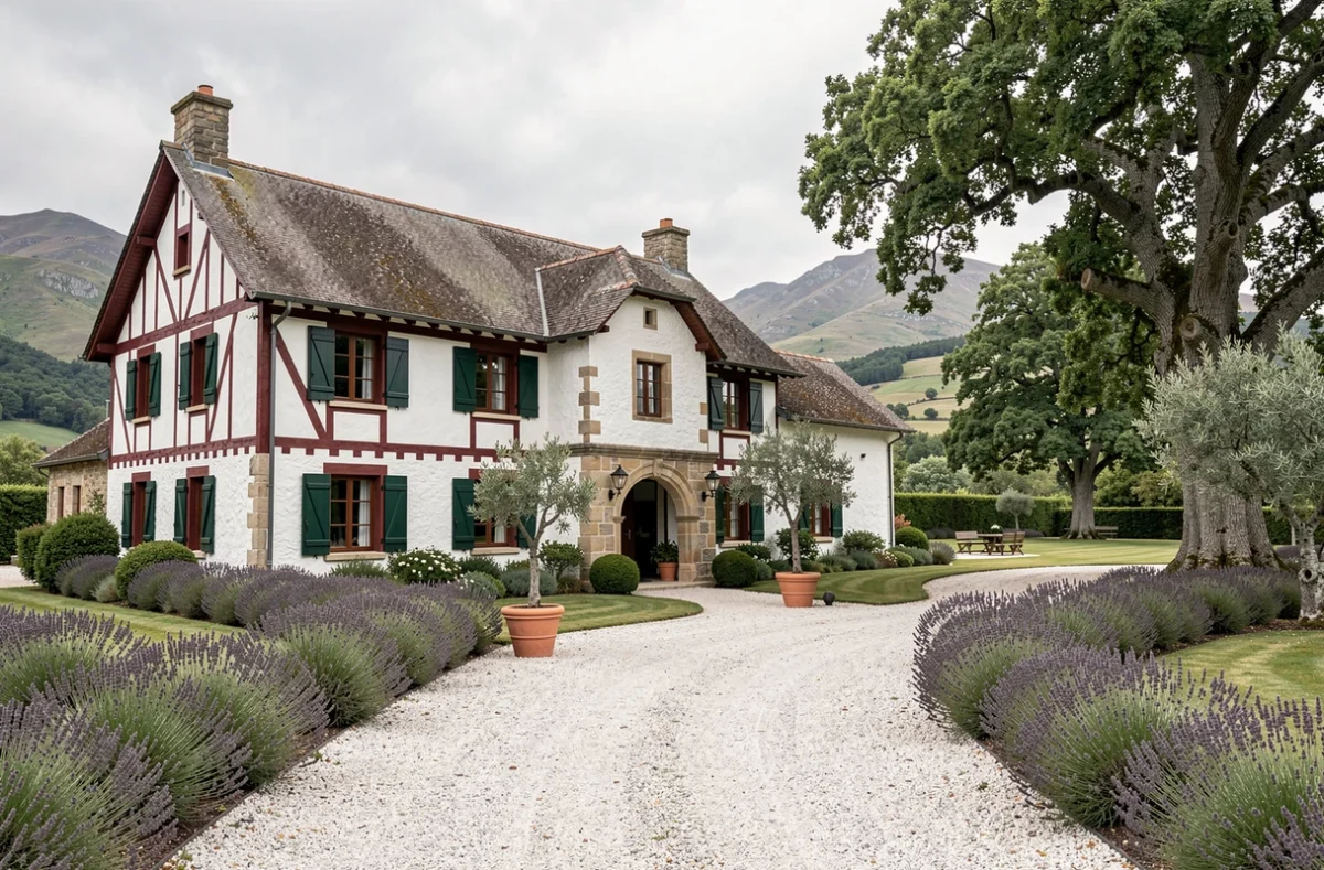 Façade du Domaine Aari Ona, salle de mariage basque avec architecture traditionnelle labourdine
