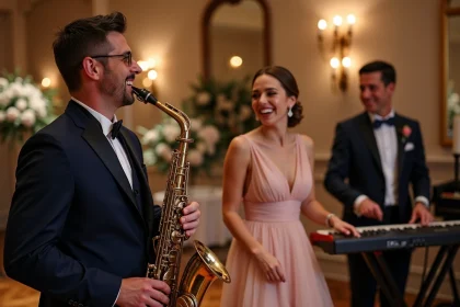 Groupe de musiciens de mariage en intérieur
