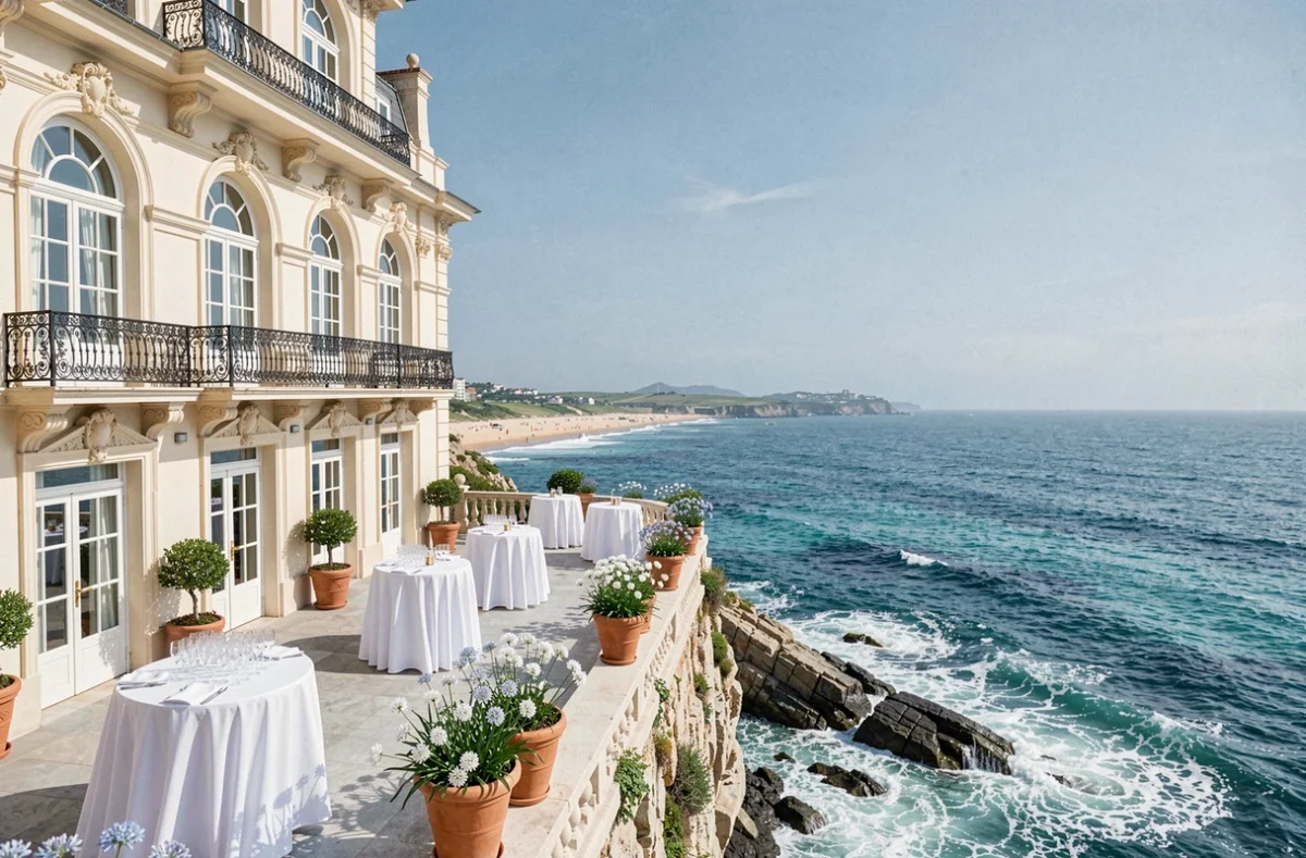 Réception de mariage en terrasse aux Baigneuses de Biarritz avec vue sur l'Océan Atlantique
