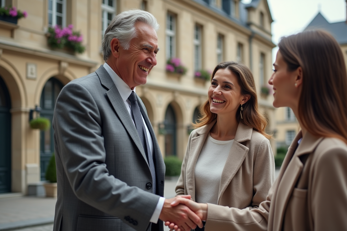 Notaire souriant serrant la main d