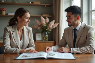 Plan d'une organisatrice de mariage en bureau élégant