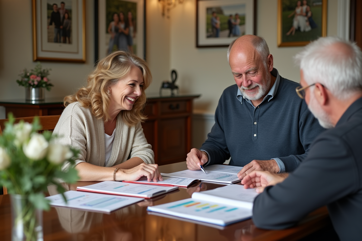 Parents discutant du budget de mariage à la maison