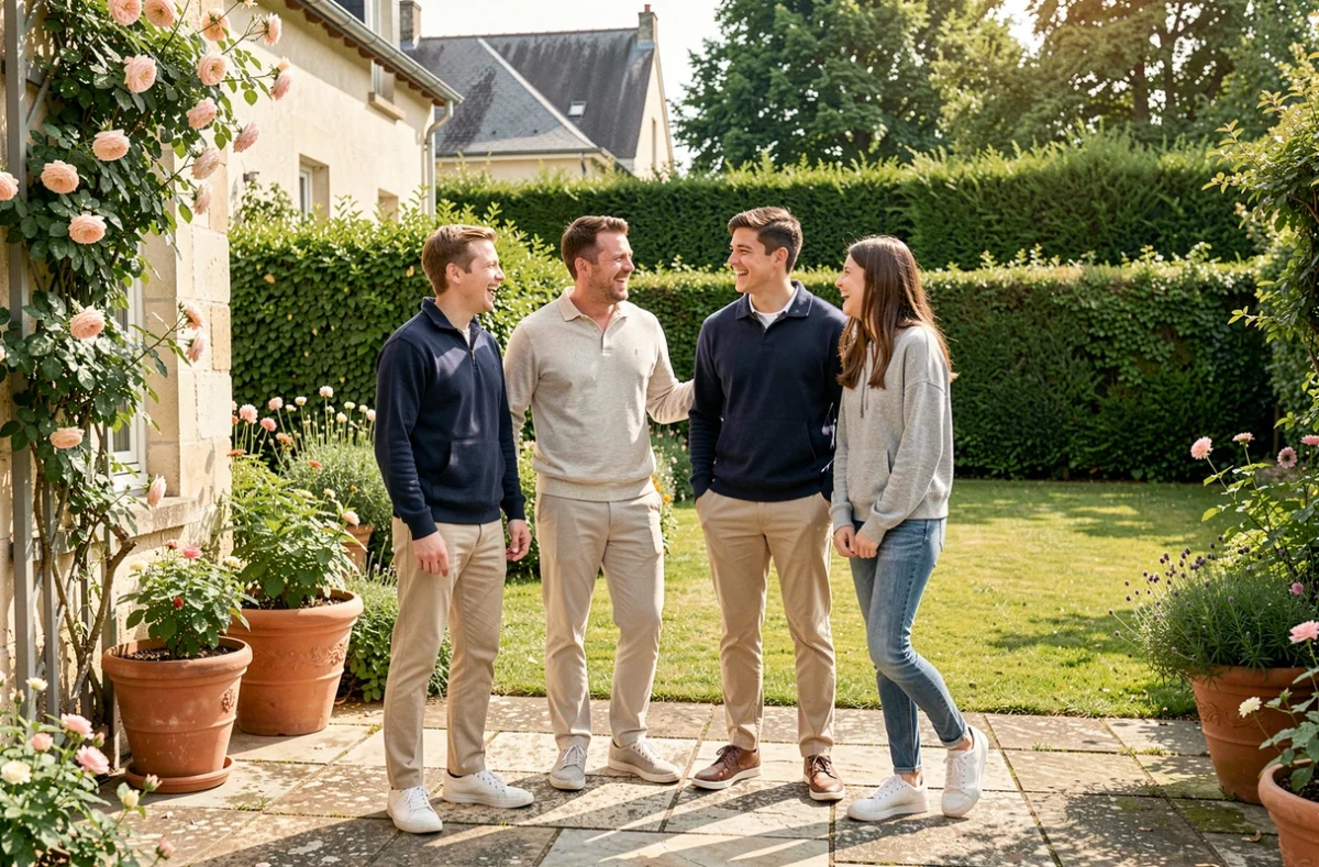 Séance photo de famille dans un jardin de maison à Montgeron par un photographe local